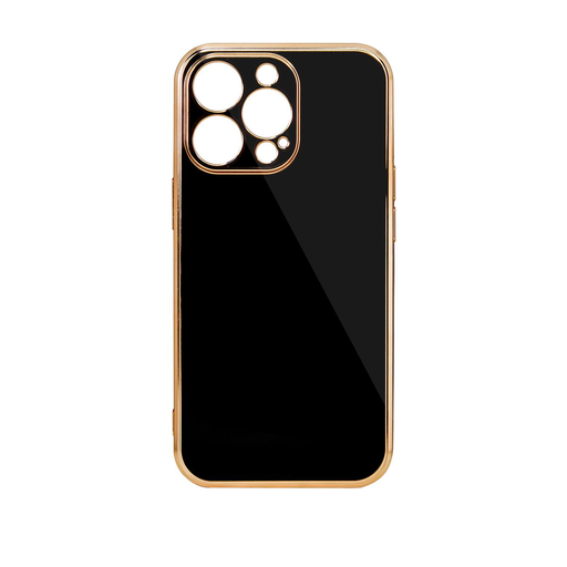iPhone 13 Pro Max Lighting Color gél tok arany kerettel fekete iPhone 13 Pro Max Lighting Color gél tok arany kerettel fekete