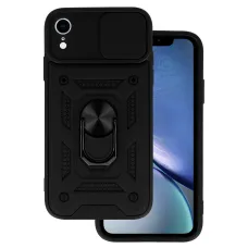 iPhone XR Armor tok csúsztatható kamera lencse védővel fekete