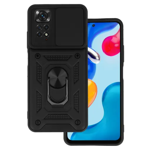 Xiaomi Redmi Note 11/ Note 11S Armor tok csúsztatható kamera lencse védővel fekete Xiaomi Redmi Note 11/ Note 11S Armor tok csúsztatható kamera lencse védővel fekete
