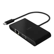Belkin USB-C Multimediálny + nabíjací adaptér, HUB rozbočovač (ETHERNET - HDMI - VGA - USB-A) (100W PD) čierny (AVC004BTBK) Belkin USB-C Multimediálny + nabíjací adaptér, HUB rozbočovač (ETHERNET - HDMI - VGA - USB-A) (100W PD) čierny (AVC004BTBK)