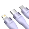 Baseus 3 az 1-ben USB - USB Type C, Lightning, Micro USB kábel 100W 6A 1.2m (CASS030005) lila - 1. kép