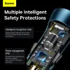 Baseus Golden Contactor Max Autós szivargyújtós töltő USB + Type C - QC PD 60W (CGJM000103) kék - 3. kép