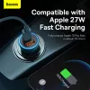 Baseus Golden Contactor Max Autós szivargyújtós töltő USB + Type C - QC PD 60W (CGJM000103) kék - 4. kép