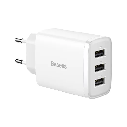 Baseus Compact hálózati töltő 3XUSB - 17W (CCXJ020102) fehér