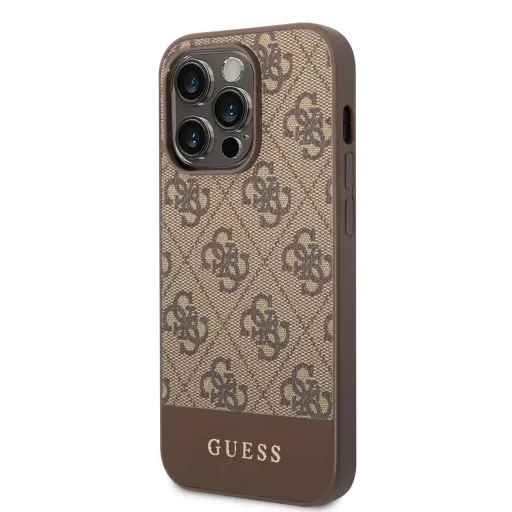 iPhone 14 Pro Guess 4G Stripe tok barna (GUHCP14LG4GLBR)