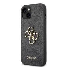 iPhone 14 Guess PU 4G Metal Logo tok szürke (GUHCP14S4GMGGR)