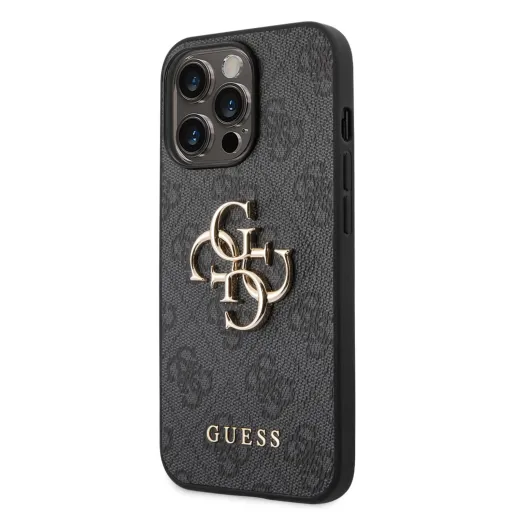 iPhone 14 Pro Guess PU 4G Metal Logo tok szürke (GUHCP14L4GMGGR)