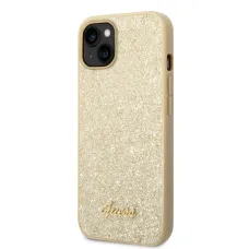 iPhone 14 Guess PC/TPU Glitter Flakes Metal Logo tok arany (GUHCP14SHGGSHD)