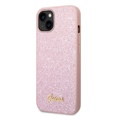 iPhone 14 Plus Guess PC/TPU Glitter Flakes Metal Logo tok rózsaszín (GUHCP14MHGGSHP)