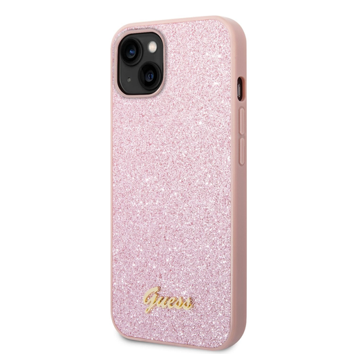 iPhone 14 Plus Guess PC/TPU Glitter Flakes Metal Logo tok rózsaszín (GUHCP14MHGGSHP) iPhone 14 Plus Guess PC/TPU Glitter Flakes Metal Logo tok rózsaszín (GUHCP14MHGGSHP)