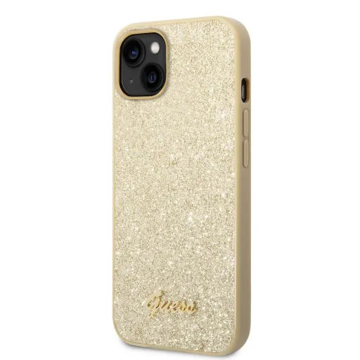 iPhone 14 Plus Guess PC/TPU Glitter Flakes Metal Logo tok arany (GUHCP14MHGGSHD)