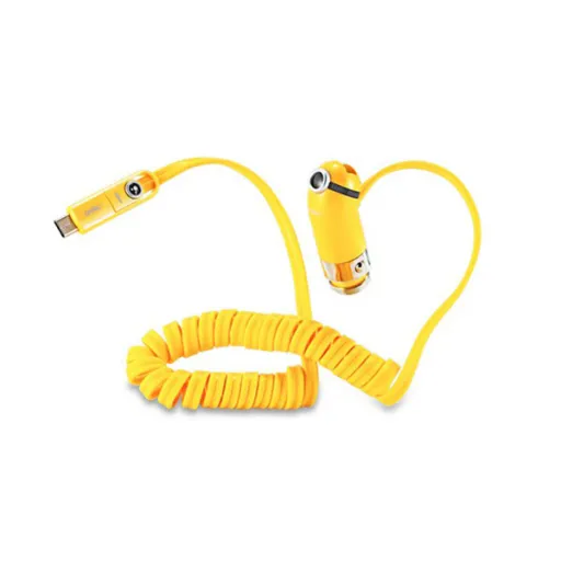 Remax Cutie autós töltő RCC-211 USB-micro USB, Lightning, Type C 2.1 A sárga