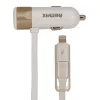 Remax RCC-102 autós töltő USB-micro USB, Lightning kábel 3.4A arany - 3. kép