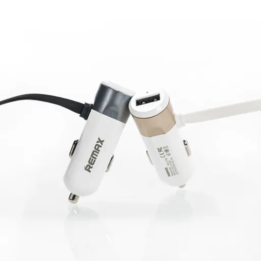 Remax RCC-102 autós töltő USB-micro USB, Lightning kábel 3.4A arany