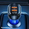 USAMS autós töltő 1xUSB-C 2xUSB-A 125W gyorstöltéssel átlátszó-kék - 1. kép