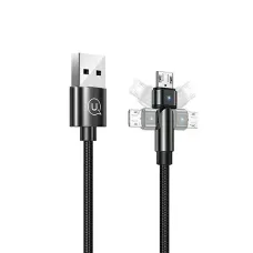 USAMS U60 micro USB töltőkábel forgó fejjel 1m 2A fekete