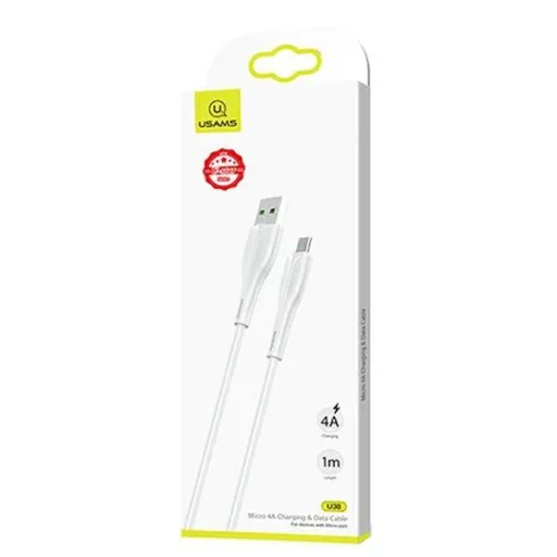 USAMS U38 Micro USB kábel gyorstöltéssel 4A 1m fehér