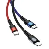 USAMS U26 3 az 1-ben 0.35m 2A gyorstöltésű fonott kábel,  lightning / microUSB / USB-C (US-SJ410) - 2. kép