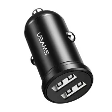 USAMS Mini autós töltő 2xUSB 2.4A fekete (US-CC114)