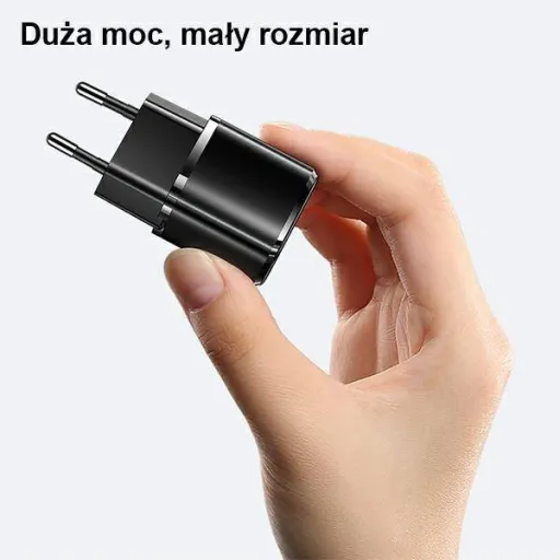 USAMS T36 mini töltő 1xUSB-C 20W + USB-C-Lightning kábel fekete PD 3.0 gyorstöltéssel (US-CC124 + US-SJ484)