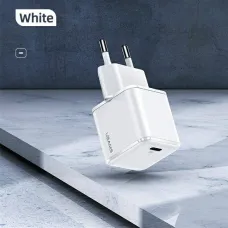 USAMS T42 mini hálózati töltő adapter 1xUSB-C 25W 5V-3A PD3.0 Gyorstöltés fehér (US-CC140)