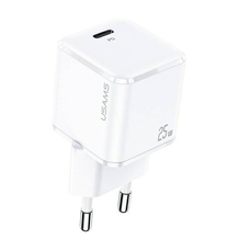 USAMS T42 mini hálózati töltő adapter 1xUSB-C 25W 5V-3A PD3.0 Gyorstöltés fehér (US-CC140)