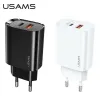 USAMS T35 hálózati töltő adapter 1xUSB-C + 1xUSB 20W PD3.0 + QC3.0 Gyorstöltés fekete (US-CC121) - 3. kép