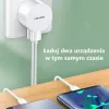USAMS T20 hálózati töltő adapter 2xUSB 2,1A USB-C kábellel fehér - 1. kép