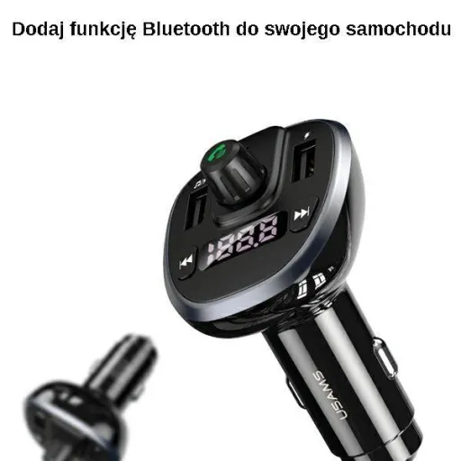 USAMS C21 kihangosító FM transmitter, Bluetooth 5.0, MP3, 2xUSB 3,4A fekete (US-CC115)