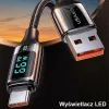 USAMS U78 USB-C gyorstöltő kábel 1,2 m LED kijelzővel 6A fehér (US-SJ544) - 1. kép