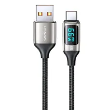 USAMS U78 USB-C gyorstöltő kábel 1,2 m LED kijelzővel 6A fehér (US-SJ544)