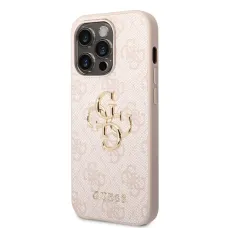 iPhone 14 Pro Guess PU 4G Metal Logo tok rózsaszín (GUHCP14L4GMGPI)