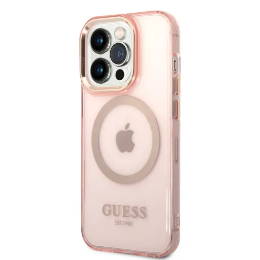 iPhone 14 Pro Guess Translucent MagSafe kompatibilis tok rózsaszín (GUHMP14LHTCMP)