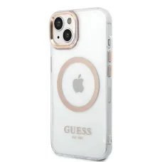 iPhone 14 Guess Transparent MagSafe kompatibilis tok arany (GUHMP14SHTRMD)