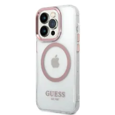 iPhone 14 Pro Max Guess Transparent MagSafe kompatibilis tok rózsaszín (GUHMP14XHTRMP)