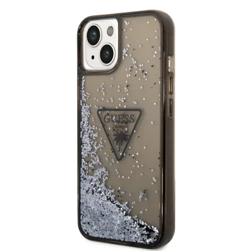 iPhone 14 Plus Guess PC/TPU Liquid Glitter Triangle Logo tok fekete (GUHCP14MLFCTPK)