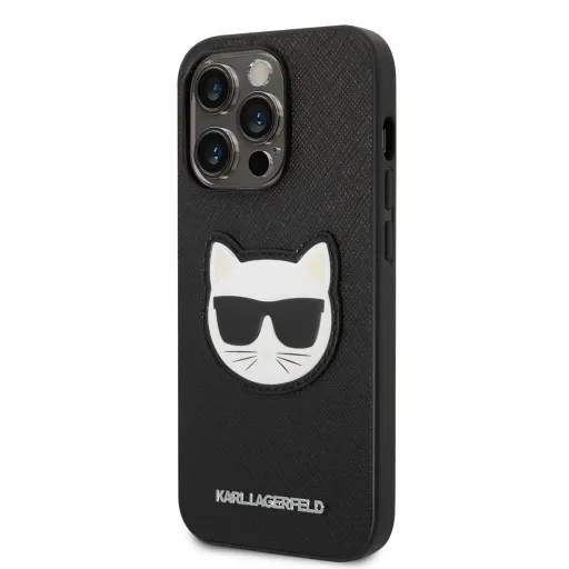 iPhone 14 Pro Karl Lagerfeld PU Saffiano Choupette Head tok fekete (KLHCP14LSAPCHK)