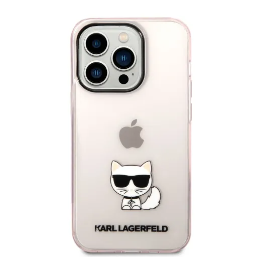 iPhone 14 Pro Max Karl Lagerfeld Choupette Logo tok rózsaszín (KLHCP14XCTTRI)