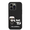 iPhone 14 Pro Karl Lagerfeld Liquid Silicone Karl és Choupette MagSafe kompatibilis tok fekete (KLHMP14LSSKCK) - 3. kép