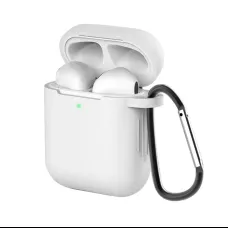 AirPods 1/2 szilikon tok karabinerrel fehér