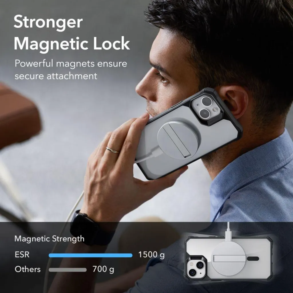  iPhone 14 Plus átlátszó/fekete ESR Air Armor HaloLock MagSafe tok - 7