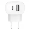 Belkin Boost Charge 32W dupla hálózati töltő adapter (20W USB-C PD + 12W USB-A) (WCB008vfWH) fehér - 2. kép