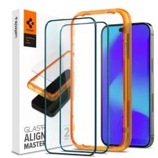 iPhone 14 Pro/15 Spigen Alm Glass FC 2x üvegfólia fekete (AGL05216)