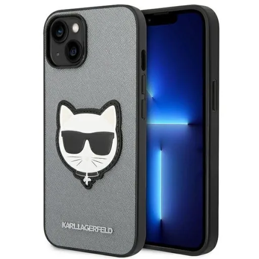 iPhone 14 Plus Karl Lagerfeld Saffiano Choupette Head tok ezüst (KLHCP14MSAPCHG)