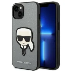 iPhone 14 Plus Karl Lagerfeld Saffiano Karl's Head tok ezüst (KLHCP14MSAPKHG)