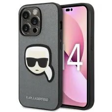 iPhone 14 Pro Karl Lagerfeld Saffiano Karl's Head tok ezüst (KLHCP14LSAPKHG)