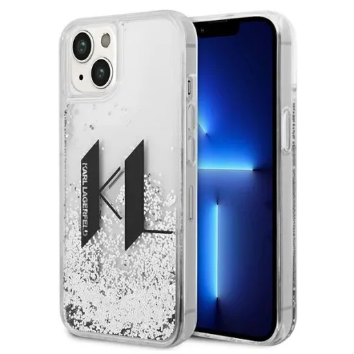 iPhone 14 Plus Karl Lagerfeld Liquid Glitter Big KL logo tok ezüst (KLHCP14MLBKLCS)