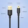 Ugreen 5 tűs aranyozott USB - mini USB kábel 0,5 m fekete (US132) - 2. kép