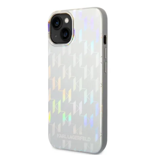 iPhone 14 Plus Karl Lagerfeld Iridescent Monogram tok ezüst (KLHCP14MLGMMSV3)