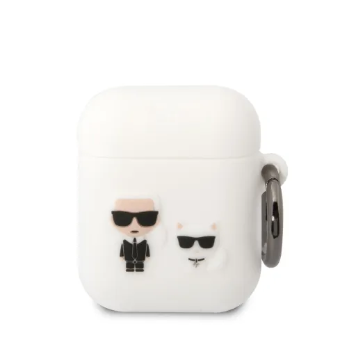 Airpods 1/2 Karl Lagerfeld Karl és Choupette szilikon tok fehér (KLACA2SILKCW)